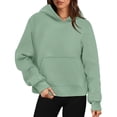 thumbnail image 2 of Dazajoo Womens Oversized Hooded Sweatshirt Long Sleeve Solid Color Classic Hoodies 2024 Winter Comfy Athletic Drawstring Sweatshirts fot Women,Army Green,XL, 2 of 9