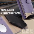thumbnail image 7 of For Apple IPhone 17 PU Leather Wallet Case Magnetic Flip Cover Multi-Card Slots Zipper Pocket With Hidden Makeup Mirror，Detachable Metal Shoulder Strap,Purple,For iPhone 17, 7 of 7