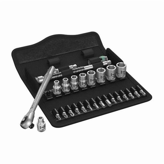 Wera 004020 Zyklop Metal Ratchet 1/4" Drive with Push-Through Square SAE Set