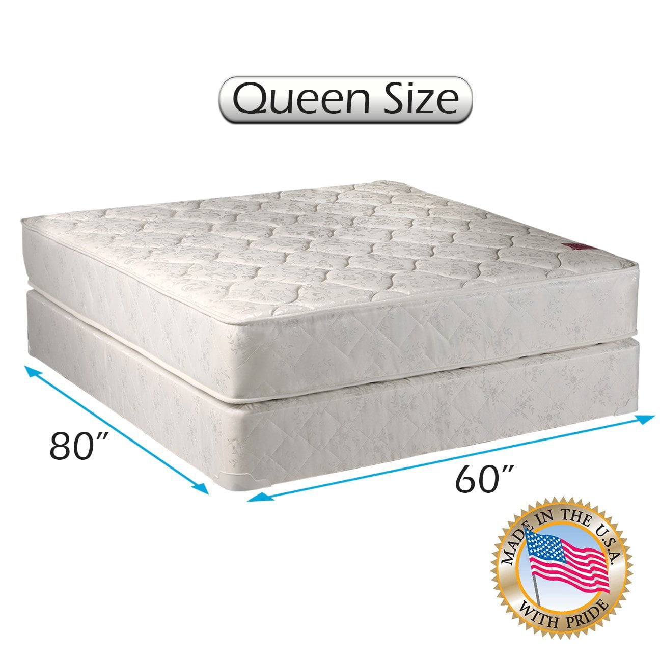 Dream Sleep Legacy Gentle Firm 2-Sided Queen Mattress Set with Bed Frame included - Orthopedic Type, Spine Support, Good for your back, Superior Quality, Long Lasting Comfort by Dream Solutions USA
