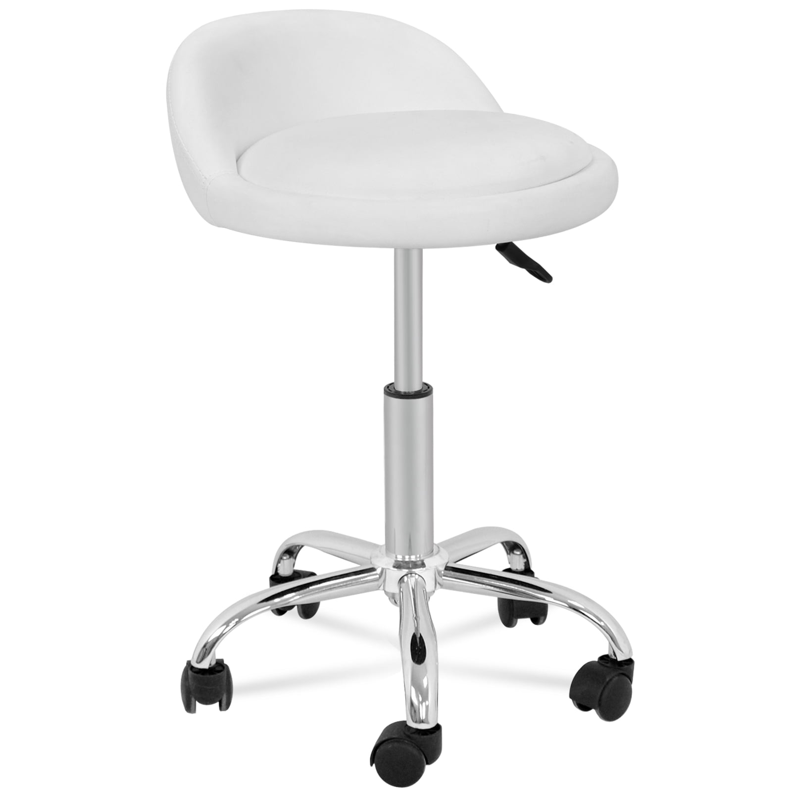 ZENY Adjustable Rolling Swivel Salon Stool Chair Spa Stool with Back Rest, White