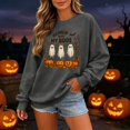 thumbnail image 2 of Solthread Halloween Womens Ghost Sweatshirt Hangin With My Boos Three Ghosts And Pumpkins Graphic Print Long Sleeve Pullover for Autumn Travel and Festive Gatherings Tops, 2 of 5