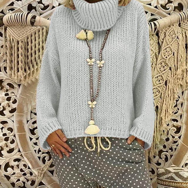 Offres Articles! Aqestyerly Cardigan à Capuche pour Femmes Mode Décontractée Solide Confortable Chandail à Col Roulé à Manches Longues