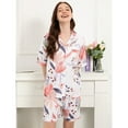 thumbnail image 5 of jinghuiyue Pajamas Set for Women Short Sleeve Button Down Floral Sleepwear 2 Piece Pjs Shorts Lounge Sets L, 5 of 7