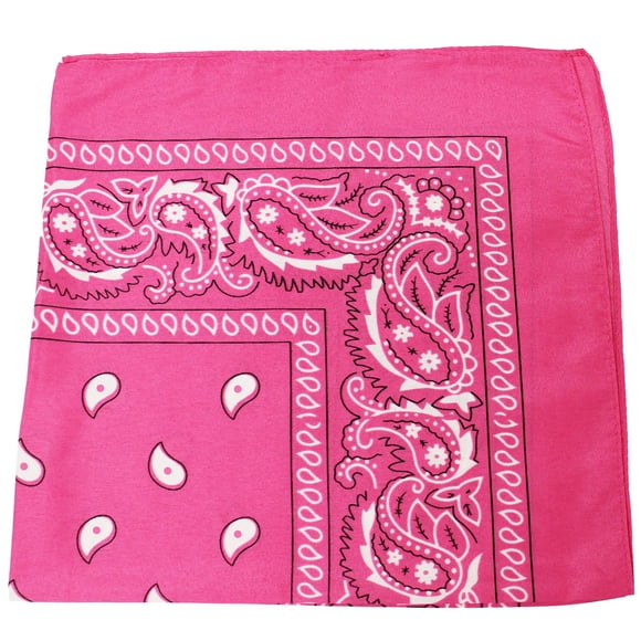Paisley Bandanas Head Wrap, 100% Cotton Double Sided, 21 x 21 Inch (50 Pack, Hot Pink)