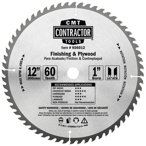 CMT K06010 Itk Contractor Finish And Plywood Saw Blade 10 x 60 Teeth 10