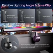 Pecham RGB Monitor Light Backlight Bar, 15.75” Dual Light Screen Light Bar with 15 Modes Dimmable, 3 Color Temperature Adjustable, Eye Caring Screen Light Bar for Reading Gaming