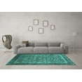 thumbnail image 3 of Ahgly Company Indoor Square Oriental Turquoise Blue Industrial Area Rugs, 3' Square, 3 of 4