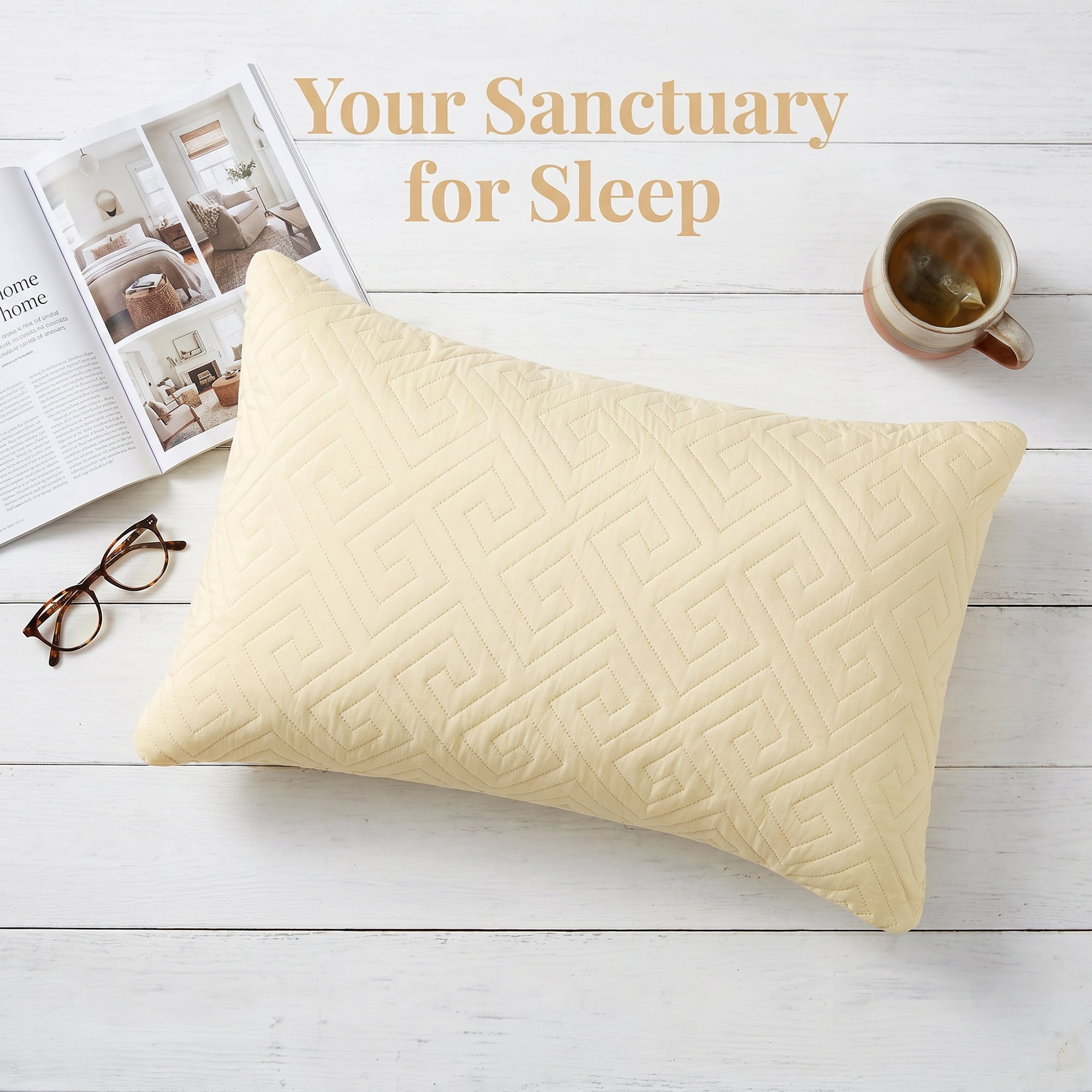 Unique Bargains Breathable Hypoallergenic Polyester Standard-size Pillow Protector Beige