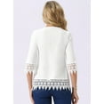 thumbnail image 4 of DARING DIVA Women's Casual V Neck 3/4 Sleeve Hallow Out Blouse S White, 4 of 6