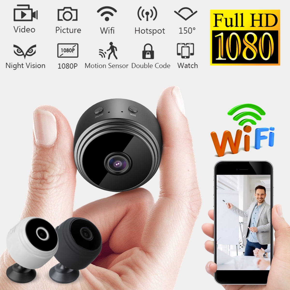 1080p Hd Mini Ip Wifi Magnetic Camera Camcorder Wireless Home Security Camera Support Night