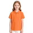 thumbnail image 3 of Girls Polo Shirt with Collared Slim Fit Short Sleeve Golf Shirt Summer School Uniform for Girls,Orange 150, 3 of 7