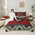 thumbnail image 4 of jejeloiu Rustic Western Aztec Full Size Comforter Sets,Retro Bohemian Geometric Bedding Comforter Set,Red Brown Black Bedding Sets For Men Women,Home Decor,3 Pieces, 4 of 8