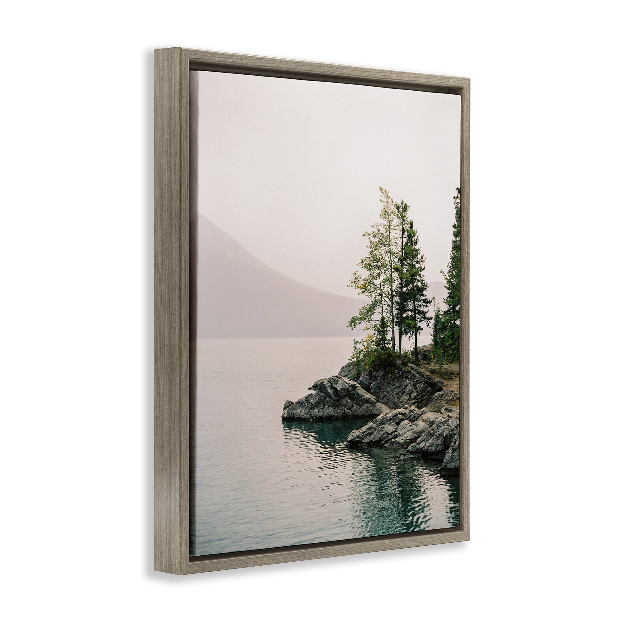 Stupell Industries Rocky Inlet Cove Landscape Photography Brown Floater Framed Art Print Wall Art, 25 x 31