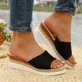 thumbnail image 2 of Dakaela Slip on Wedge Sandals for Women Open Toe Platform Slides Espadrilles 2.16 Inch Comfortable Dressy Beach Summer Mules Shoes Black 6, 2 of 8