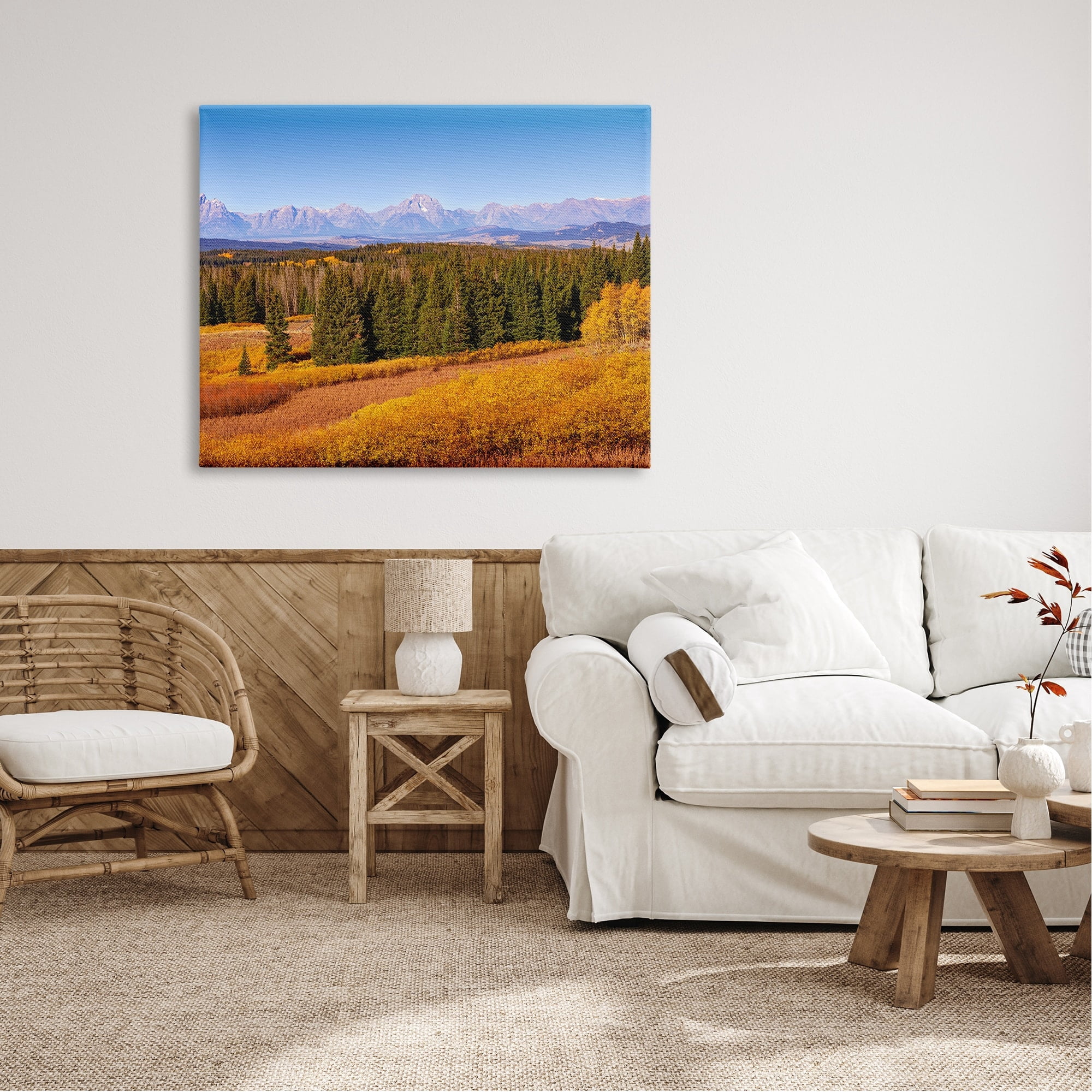 Stupell Industries Distant Mountains Woodland Fields Country Trees Scenery Canvas Wall Art, 48 x 36, Design by Daniel Sproul