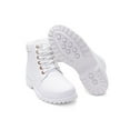 thumbnail image 6 of SIMANLAN Women Classic Biker Ankle Booties Leather Lace Up Vintage Chunky Heel Shoes, 6 of 6