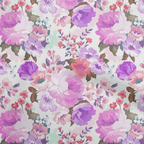 oneOone Polyester Spandex Purple Fabric Floral Fabric For Sewing Printed Craft Fabric By The Yard 56 Inch Wide