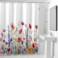 thumbnail image 4 of Colorful Flower Floral Leaves Fabric Shower Curtain Branch Nature Washable Shower Curtains for Bathroom, Waterproof Bath Curtain with Hooks Home Decor 72x72in, 4 of 8