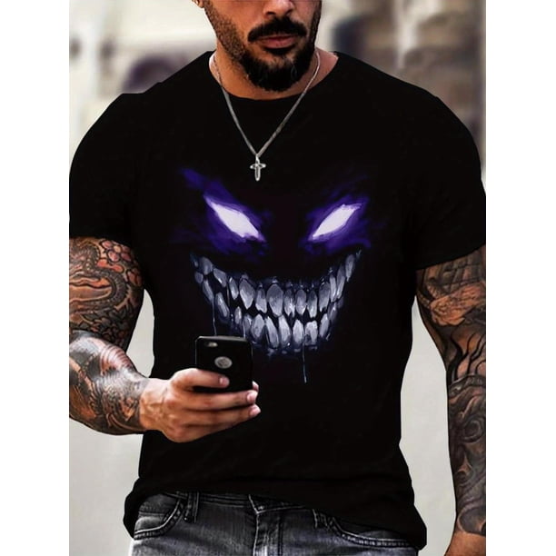 Camiseta con gráficos de diablo, informal, de manga corta, para hombre, de verano, holgada, para adultos, hombres, mujeres, adolescentes, jóvenes y ocio.