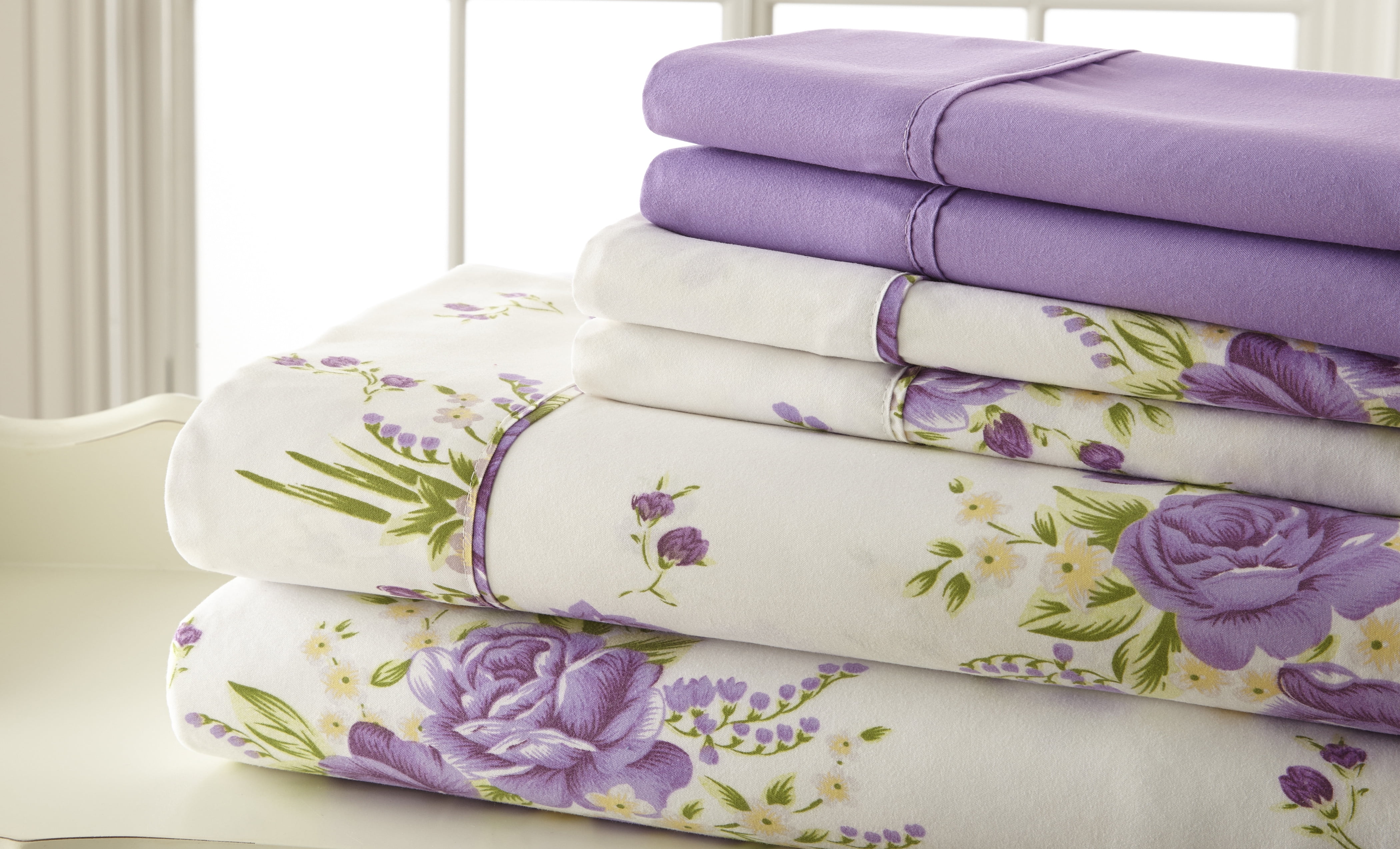 Spirit Linen Home Est. 1988 Traditional Microfiber Sheet Set - Twin, Lavender Floral