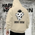 thumbnail image 2 of Hoodies for Men Halloween Cartoon Ghost Print Casual Pullover Warm Comfortable Hooded Sweatshirt Fall Winter Streetwear Loose Sweatshirts for Men Beige L, 2 of 4
