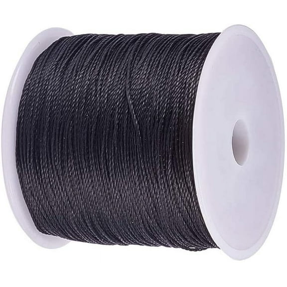 116 Yards Round Waxed Polyester Cord 0.5mm Macrame Craft DIY Thread Rattail Beading String for Jewelry Making Chinese Knotting Kumihimo Friendship Bracelets Leather Sewing - Black for DIY