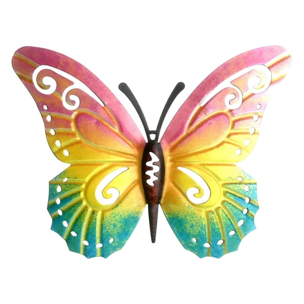 Decoraciones de pared de mariposas Esculturas colgantes Figuras Decoración de pared coleccionable rosa amarillo azul
