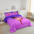 thumbnail image 3 of Kawaii Black Girls Bedding Set Twin American African Girl Twin Comforter, Psychedelic Purple Galaxy Duvet Insert Ballet Princess Quilt Comforter, Glitter Diamonds Stars Bedding Comforters & Sets, 3 of 6