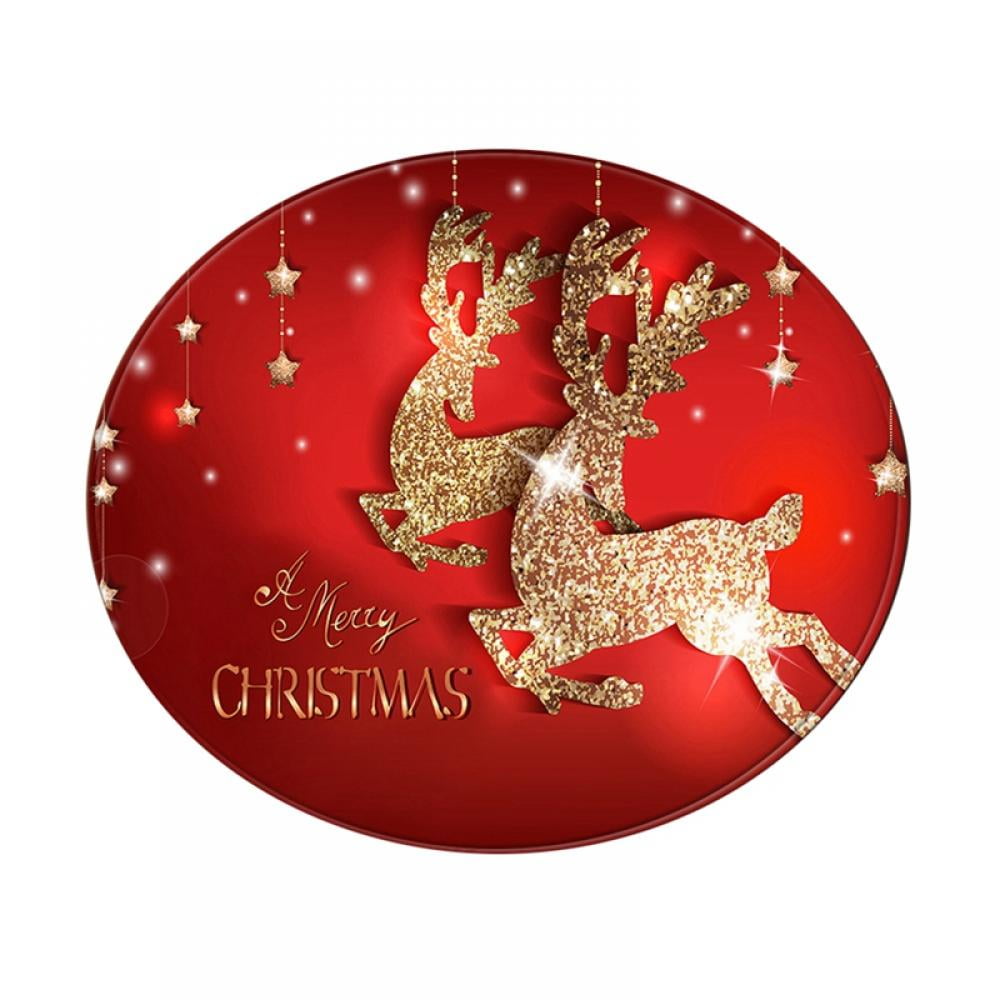 Round Christmas Area Rug, NonSlip Christmas Entry Doormat, Round