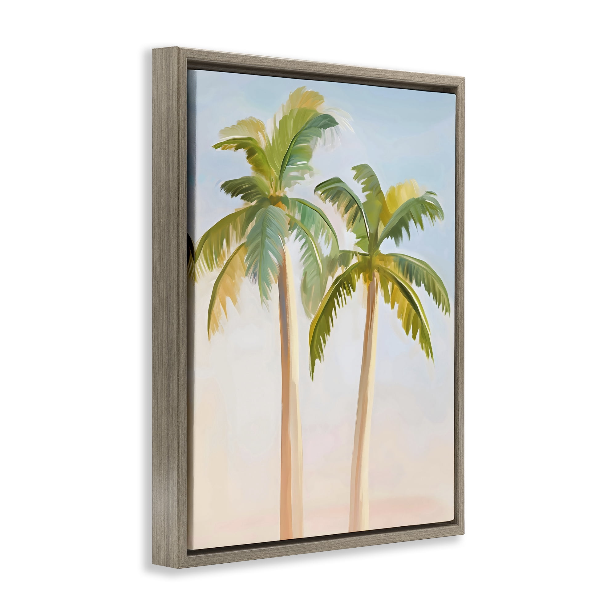 Stupell Industries Tropical Palm Twins at Sunrise Brown Framed Floater Canvas Wall Art, design by The Prints Vibe