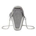 thumbnail image 1 of Bolso cruzado con forma de ataúd Elegante monedero con diamantes de imitación para dama para fiesta (Plata) Likrtyny Para Estrenar, 1 of 9