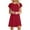 Red, variant on Sevevn Women's Mini Dresses Summer Casual Ruffle Short Sleeve Cute Round Neck Flowy Dress With Pockets