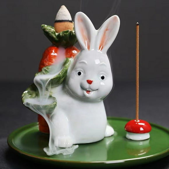 Rabbit Incense Holder, Handmade Incense Burner Holder, Ceramic Incense Holder for Incense Stick, Ash Catcher for Yoga and Home Decor