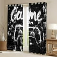 thumbnail image 2 of Erosebridal Black Gamepads Curtains Pack of 2 (52Wx63L),Geometric Plaid Curtains for Living Room,Video Game Blackout Curtains Set of 2 (52Wx63L),Gamer Room Decorative, 2 of 6