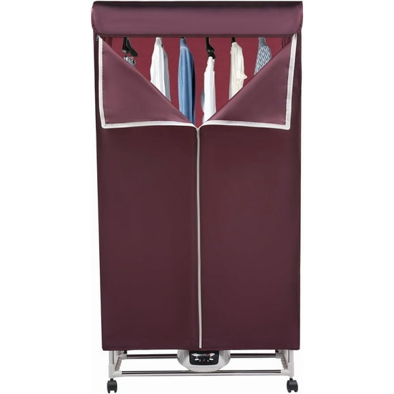 1200-1500W Clothes Dryer Portable Drying Machine with Remote Control, 3 Gears with Large Capacity, Electric Dryer/Rack for Home and Apartments, 27.55x19.68x59in (Red)