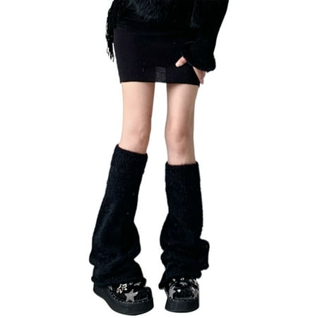

YUUZONE Flared Leg Warmers Japanese Harajuku Women Winter Autumn Solid Color Baggy Loose Long Socks Boot Cuffs Foot Covers