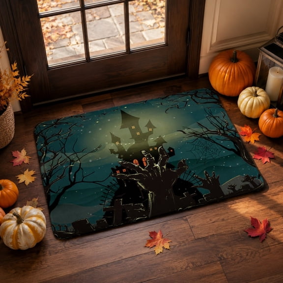 LEFXSMR Halloween Door Mat Diatomite Decorative Welcome Mat Absorbent Non-slip Bathroom Rug for Home Fall Holiday Halloween Decorations