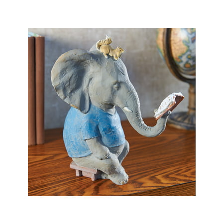Art & Artifact Reading Elephant and Squirrel Sculpture - 10
