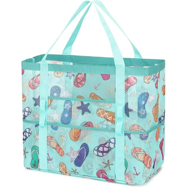 Mesh Beach Bag, Extra Large Beach Tote with Zipper Pocket Pool Bag for Cruise/Swim/Vacation Essentials