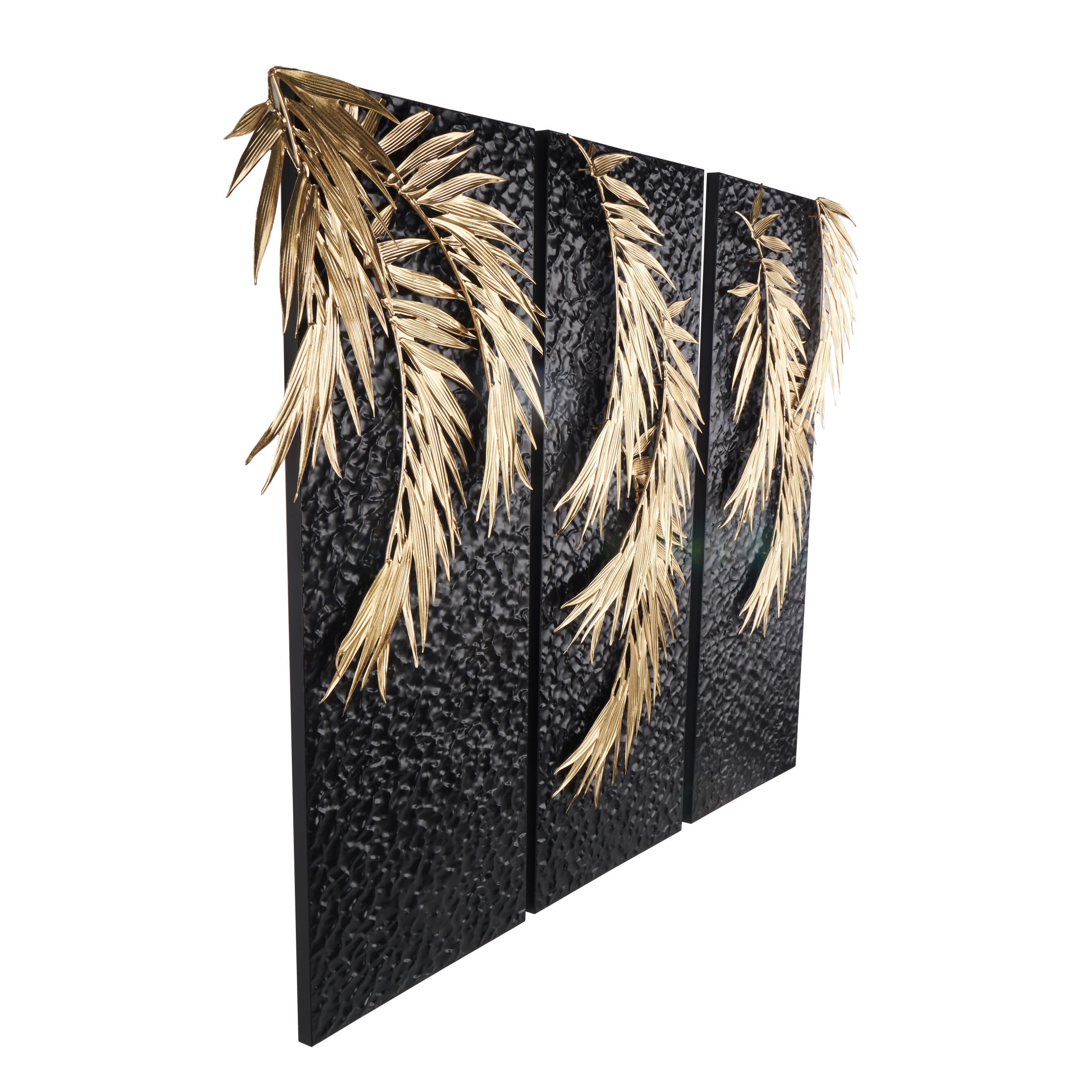 DecMode Black Metal Abstract Wall Decor with Gold Accents (3 Count)
