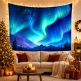 thumbnail image 3 of Aurora Borealis in Starry Mountain Forest Night Sky, Serene Celestial for Nature Lovers, Dramatic Night Landscape Art, Housewarming Gift, Tapestry Wall Hanging for Bedroom and Living Room, 3 of 7