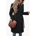 thumbnail image 2 of Women's Pea Trench Coats Notched Lapel Double Breasted Belted Business Casual Jackets Outerwear, 2 of 6