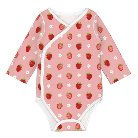 

Gaeub Strawberries Unisex Babies Long-Sleeve Bodysuit 100% Organic Cotton-3 Months