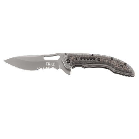 - CRKT Fossil Compact 5461K Folding Knife with Satin Finish 8Cr13MoV Stainless Steel Blade with Veff Serrations and Dual Color Brown and Black G10 Handle Scales