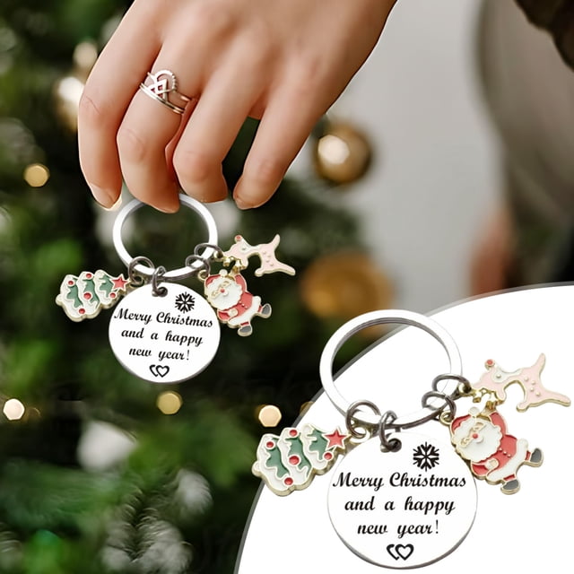 Llavero de Navidad y Año Nuevo Ganfancp Acero Inoxidable con Santa Árbol Estrella