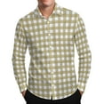 thumbnail image 3 of Txeol Men's Button Down Plaid Shirt Casual Long Sleeve Lapel Checkered Dress Shirts Regular Fit Work Tops,Beige,XXXL, 3 of 9