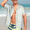 thumbnail image 4 of Uemuo Daisies Flowers Printed Regular Fit Short Sleeve Casual Hawaiian Shirt for Men,Aloha shirt,Tropical shirt,Floral print shirt,Vacation Beach shirt-Medium, 4 of 9