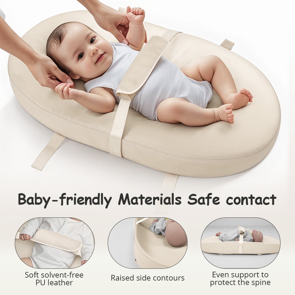Baby Changing Pad, Caveen Wipeable Baby Changing Station for Diaper Change and Dresser, with Waterproof PU Cover and Non-Slip Bottom, Portable, Beige