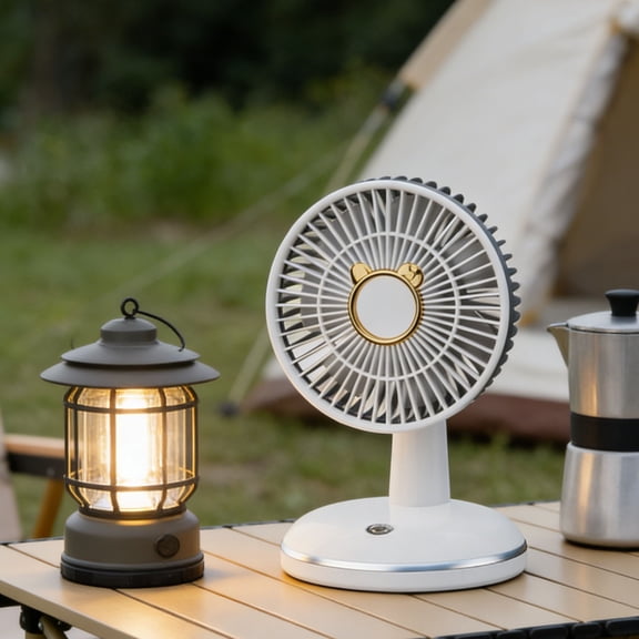Rechargeable Desktop Fan, Portable Round Base Cooling Fan for Outdoor Use – 3 Speed Settings, 1200mAh Battery, Quiet 36-45dB, Ideal Gift for Home, Office, Picnics, Camping